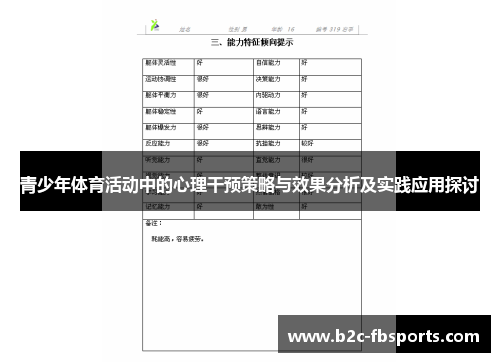 青少年体育活动中的心理干预策略与效果分析及实践应用探讨
